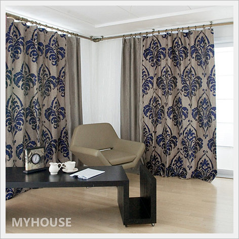 MyHouse Curtain Blue Damask  Made in Korea